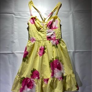 Yellow with pink floral print Abercrombie dress